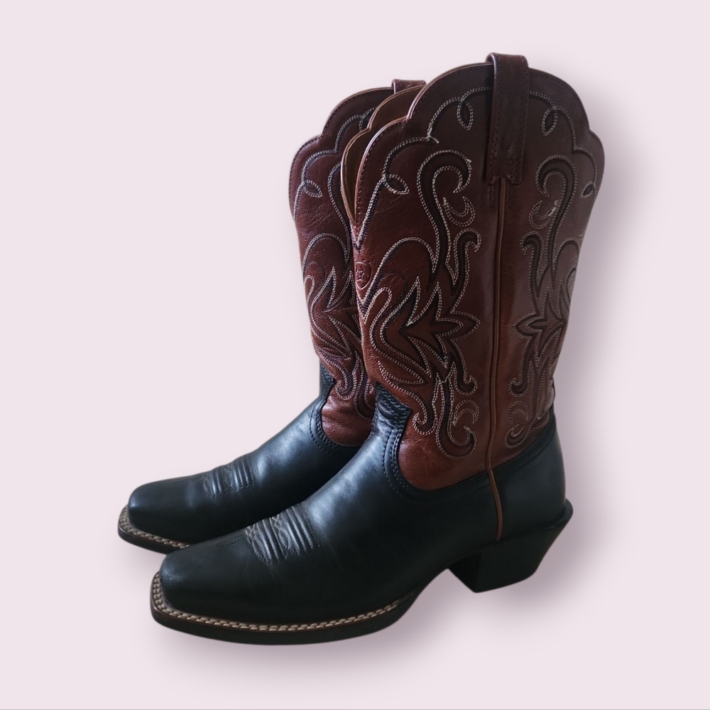 Ariat Black and Brown Western Heeled Cowboy Boots